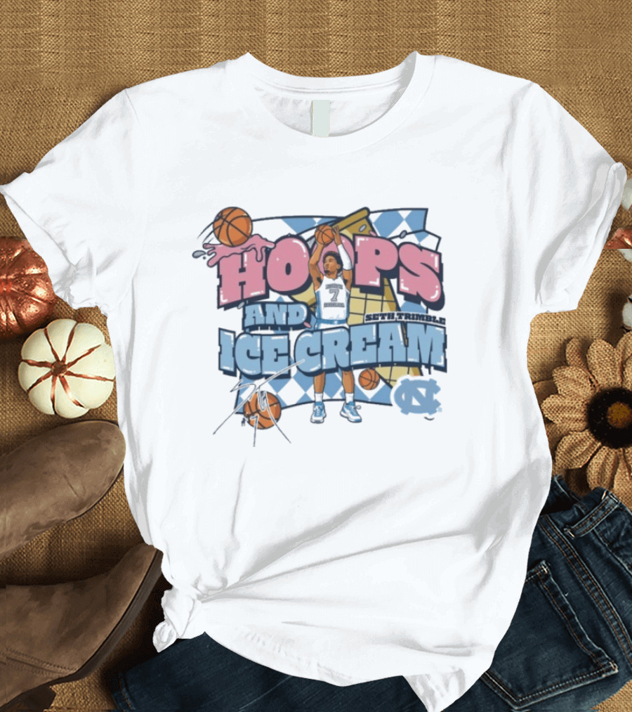 Hoops And Ice Cream UNC North Carolina Tar Heels Basketball Seth Trimble T-Shirt