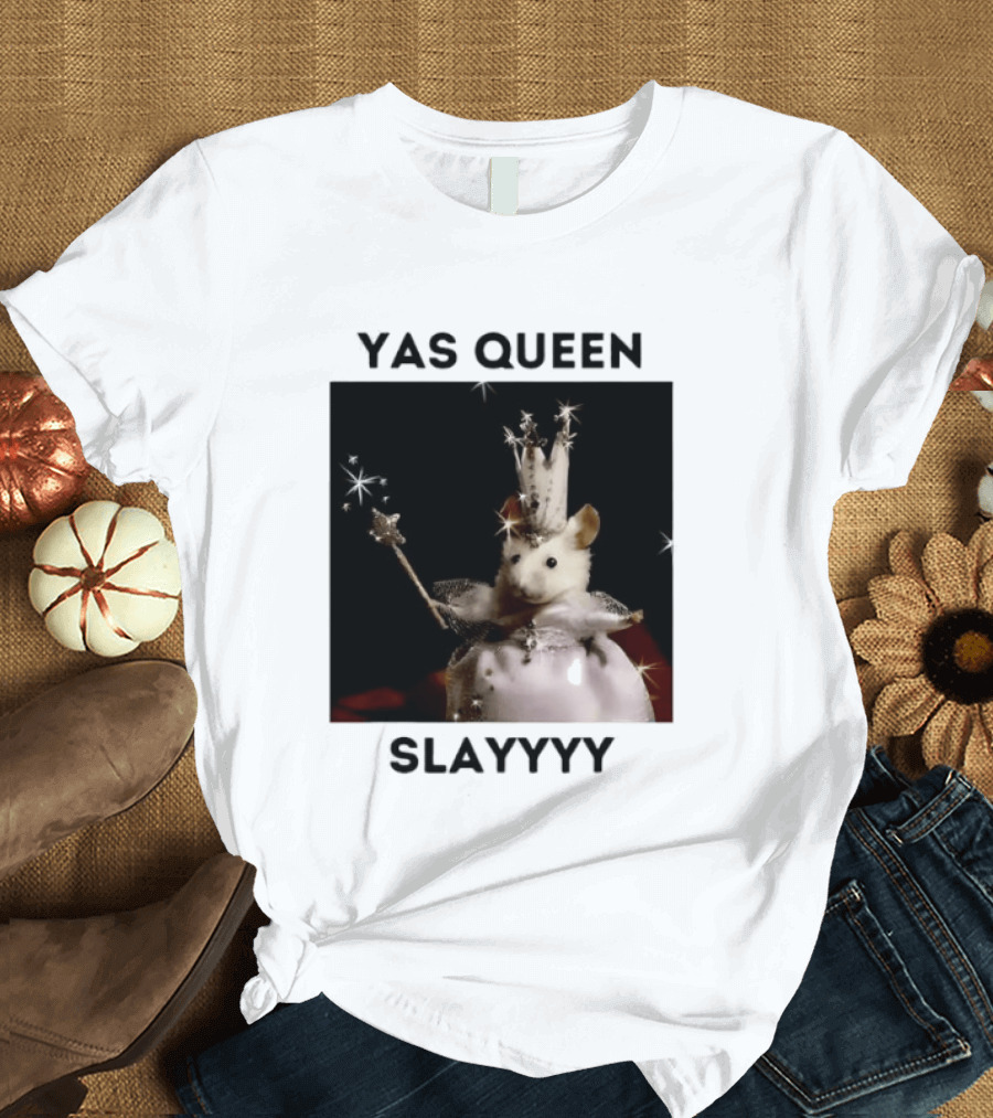 Yas Queen Slayyyy Mouse With Crown And Wand Magic T-Shirt