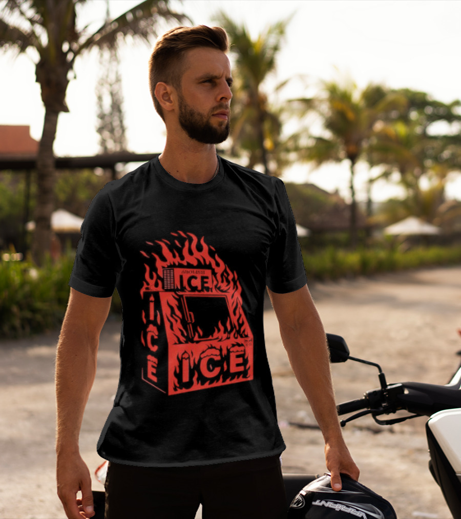 Abolish ICE Machine Flames Protest T-Shirt