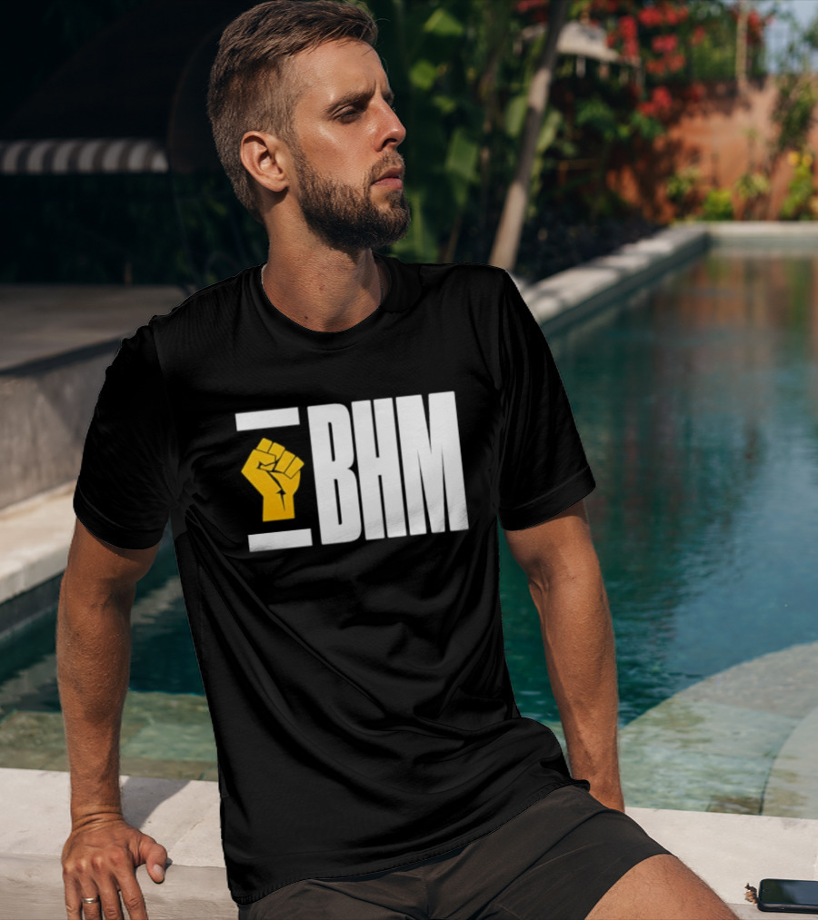 BHM Black History Month Yellow Raised Fist T-Shirt