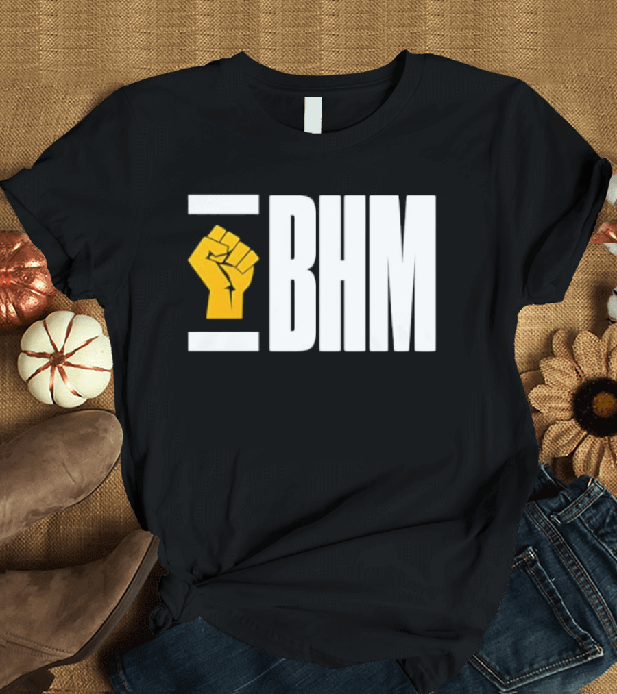 BHM Black History Month Yellow Raised Fist T-Shirt