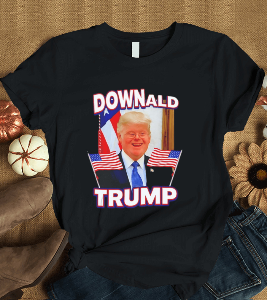 Downald Trump American Flag Parody With Patriotic Backdrop T-Shirt