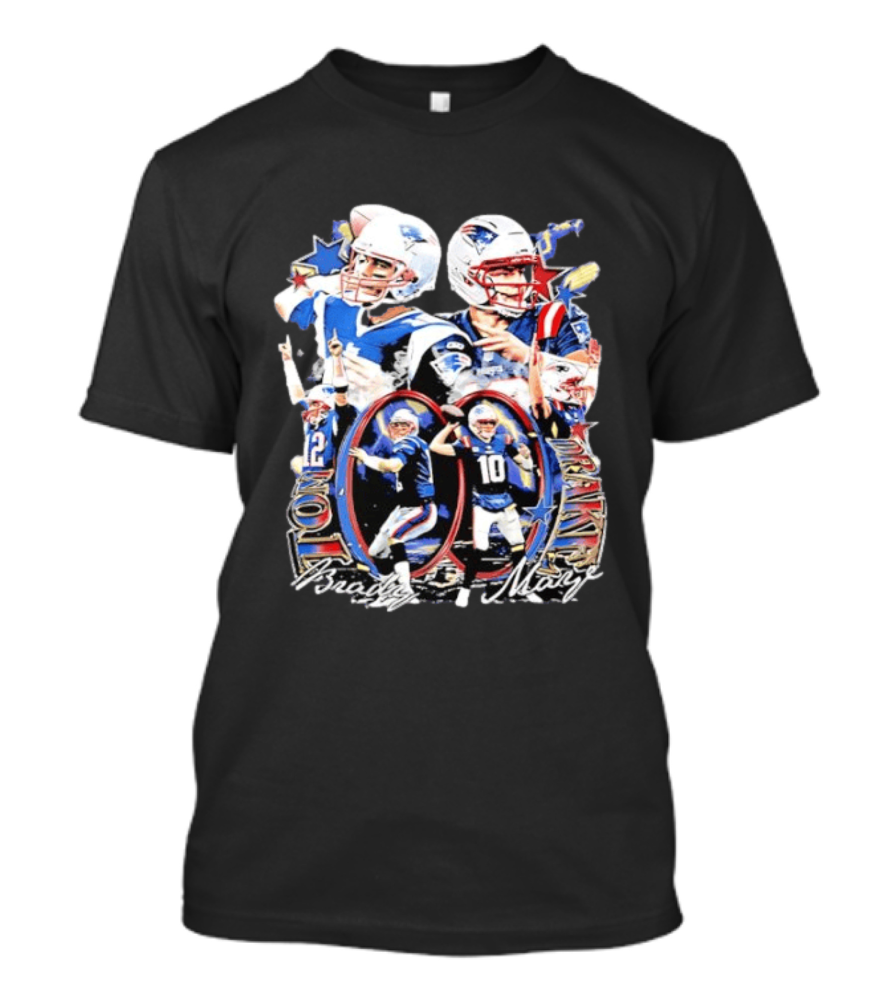 Drake Maye Tom Brady Patriots Quarterback Legacy Moments T-Shirt