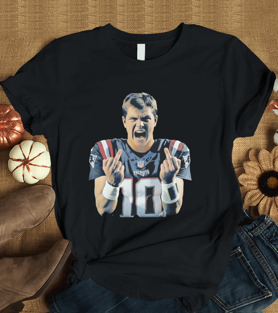 Drake Maye NE Patriots NFL Middle Finger T-Shirt