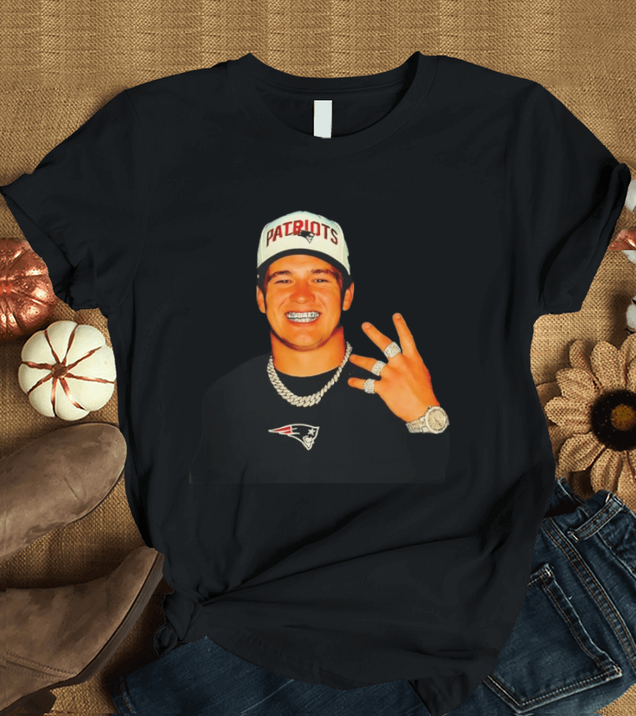 Drake Maye Patriots Ring Collection With New England Patriots Hat And Jewelry T-Shirt