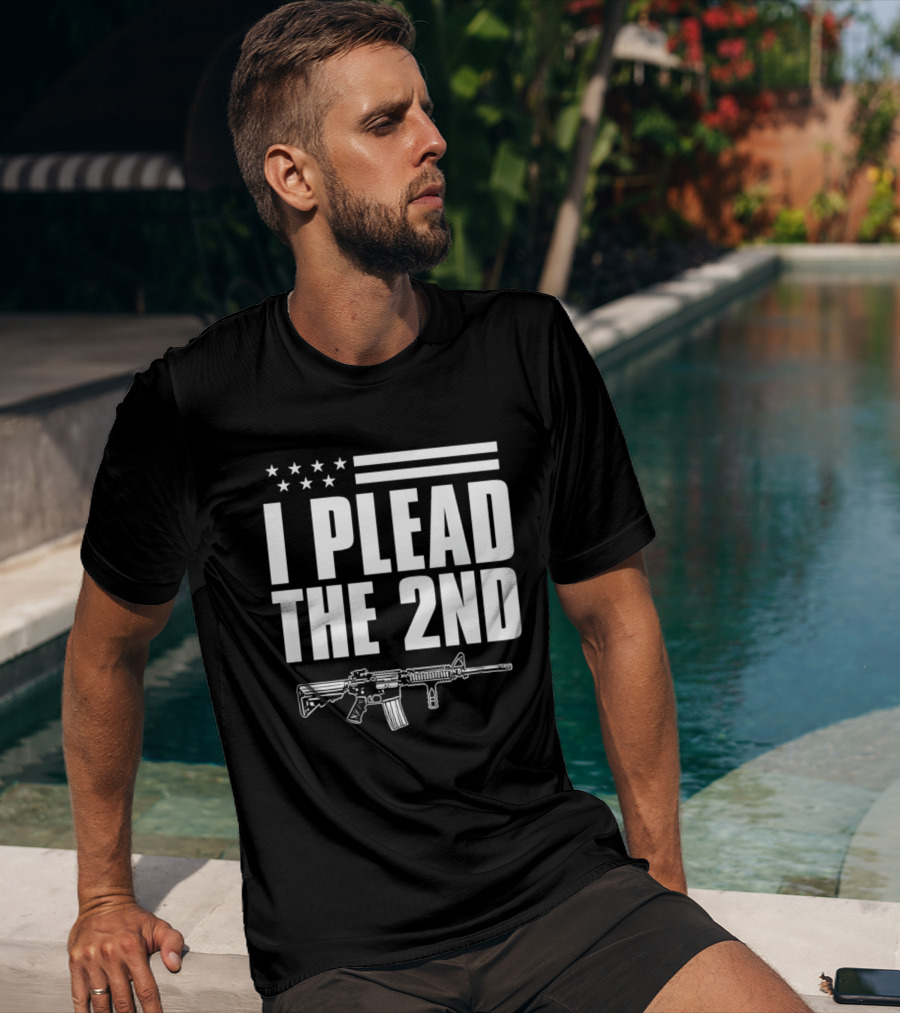 I Plead The 2nd Gun Rights American Flag Rifle T-Shirt