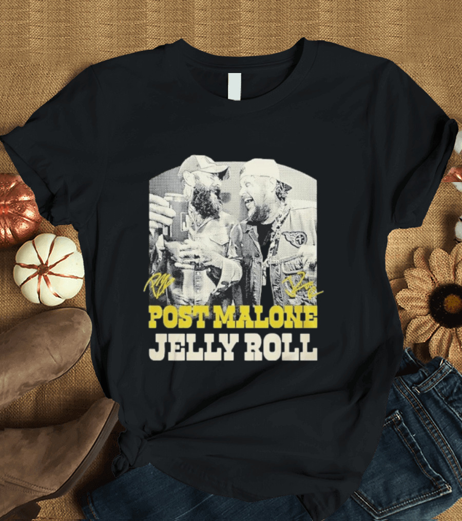 Post Malone Jelly Roll Collaboration Signatures T-Shirt