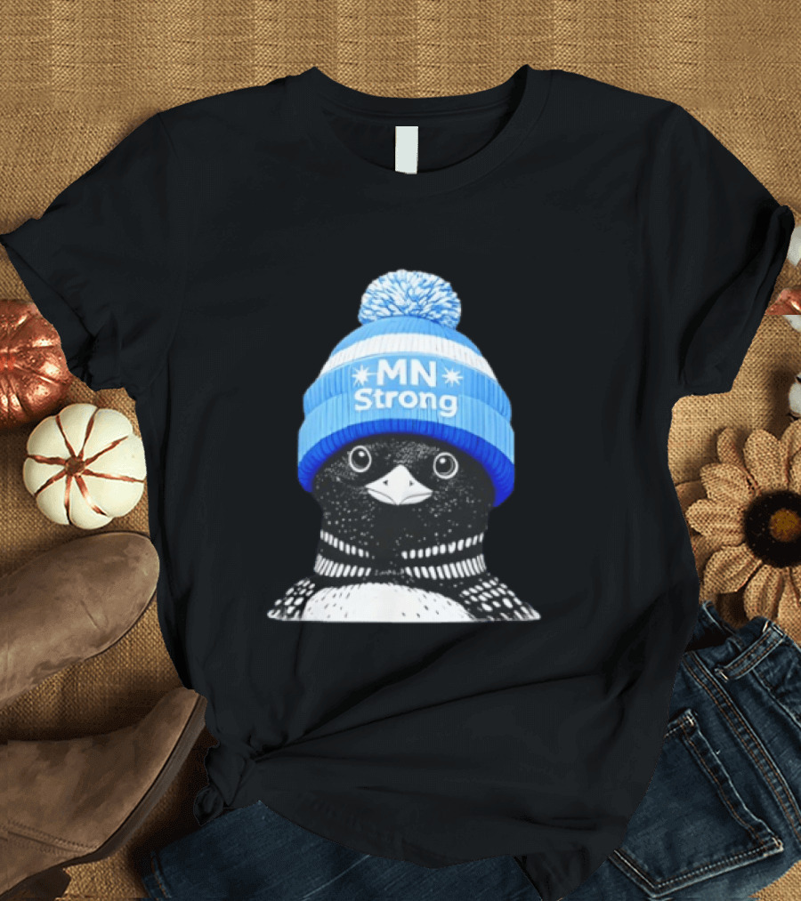 MN Strong Penguin Blue Hat Minnesota T-Shirt