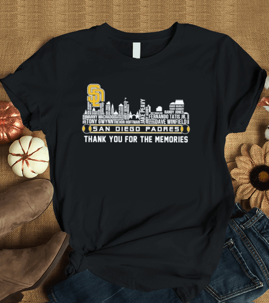 San Diego Padres Skyline Player Names Thank You For The Memories T-Shirt