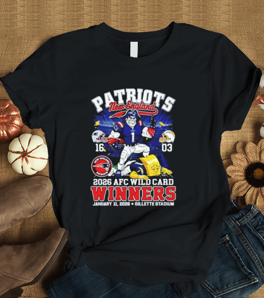 Patriots New England 2026 AFC Wild Card Winners Gillette Stadium January 11th T-Shirt