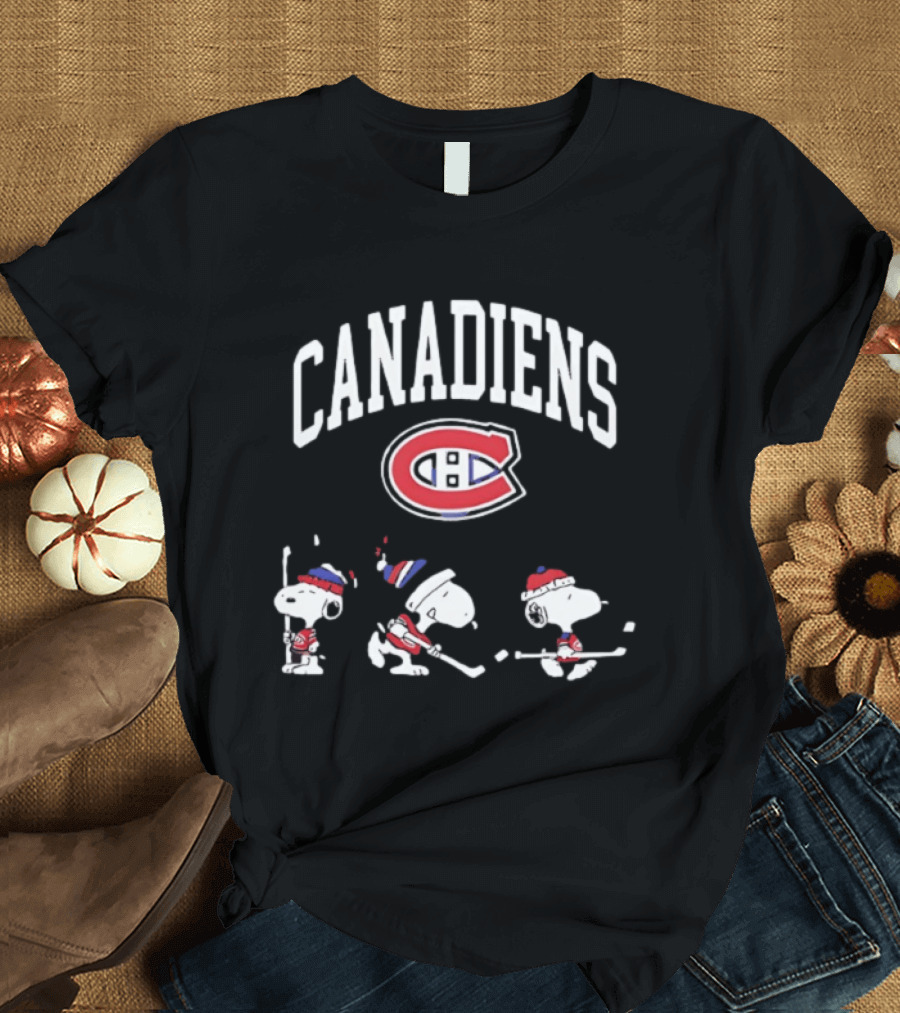 Montreal Canadiens Peanuts Snoopy Hockey Go Habs Go T-Shirt