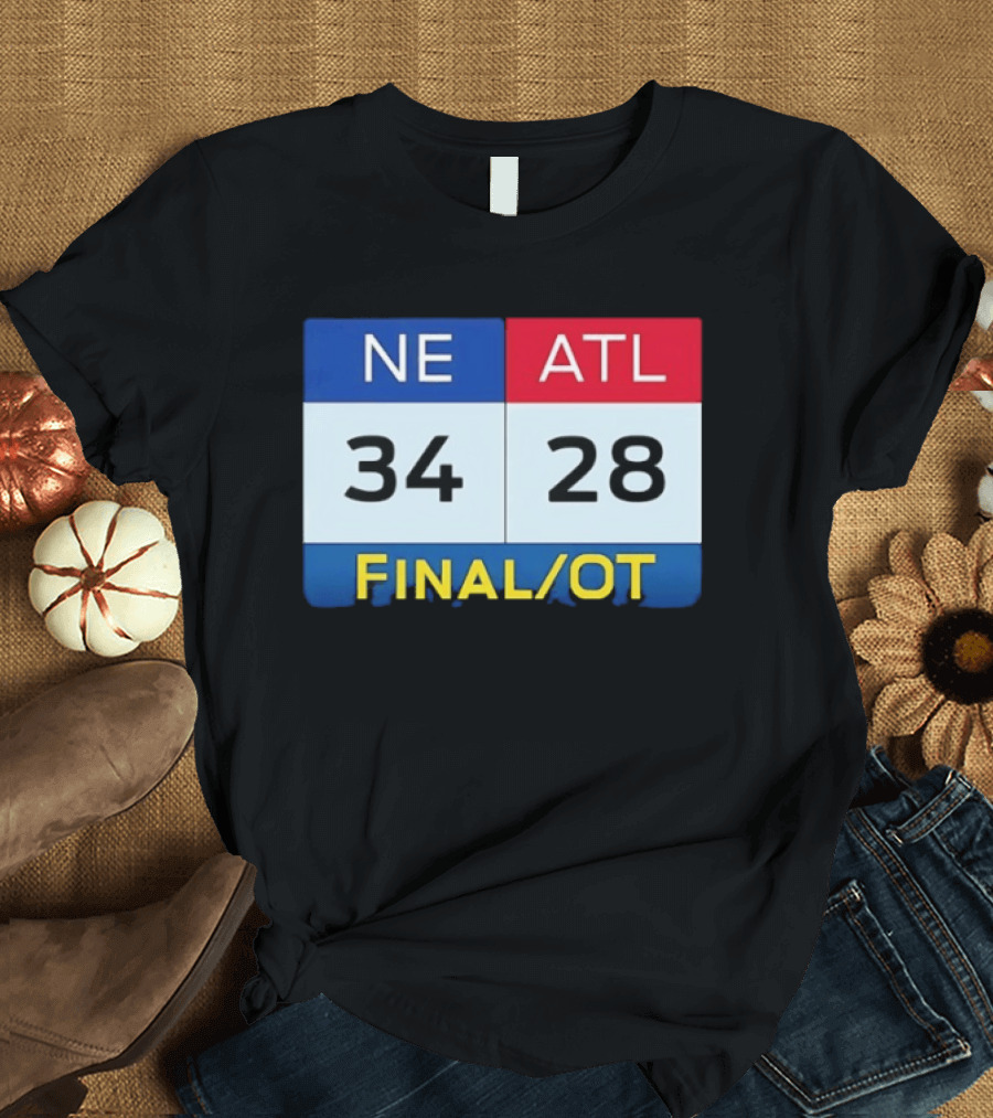 NE 34 ATL 28 Final OT Super Bowl LI Scoreboard T-Shirt