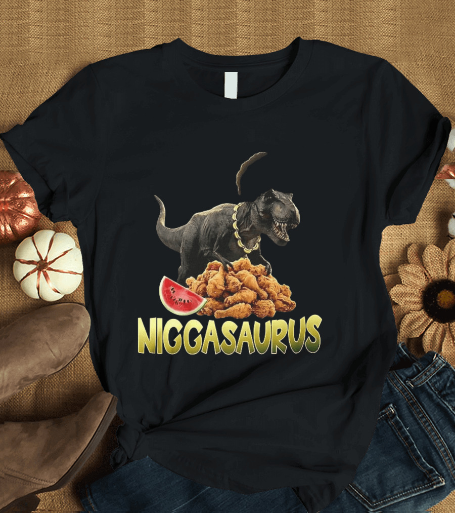Niggasaurus Fried Chicken And Watermelon Meme T-Shirt