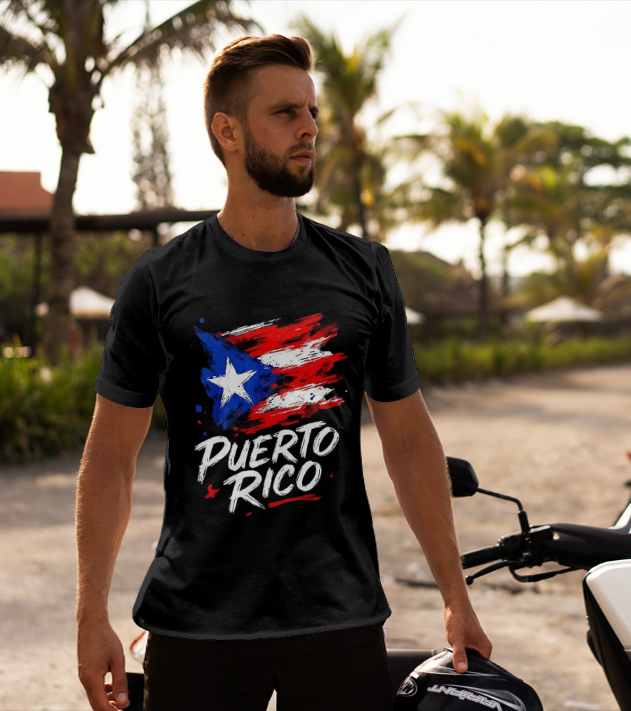Puerto Rico Flag Brush Stroke Style Classic Representation T-Shirt