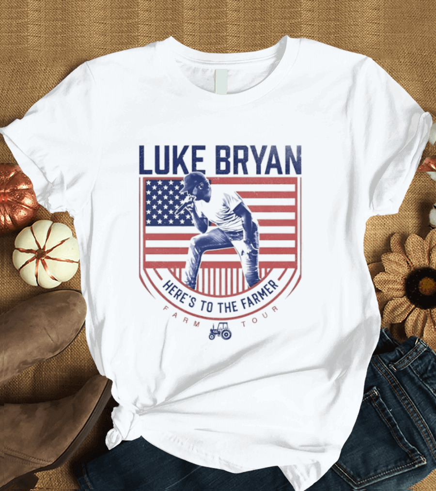 Luke Bryan Here's To The Farmer Farm Tour USA Flag T-Shirt