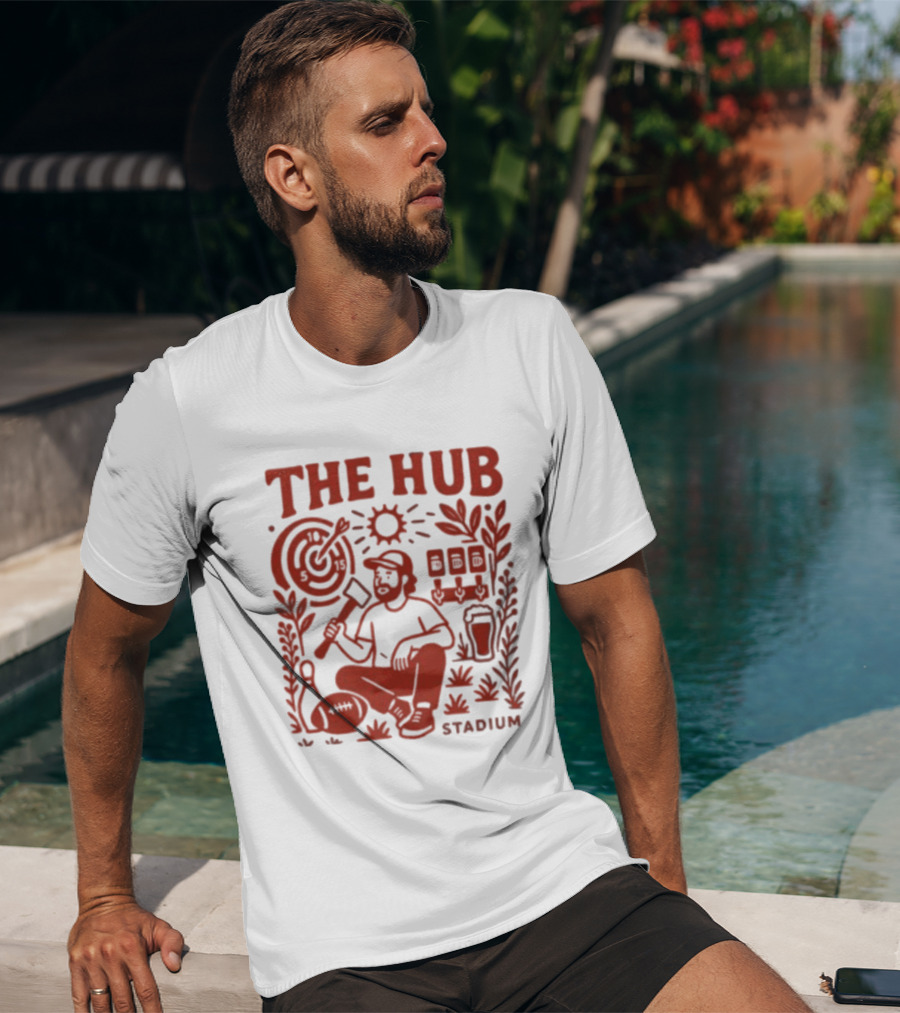 The Hub Stadium Archery Axe Throwing Brewery Activities T-Shirt