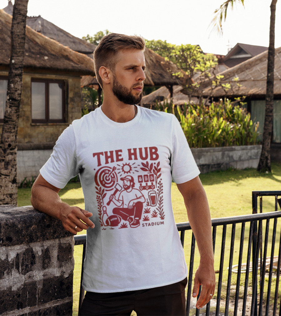The Hub Stadium Archery Axe Throwing Brewery Activities T-Shirt