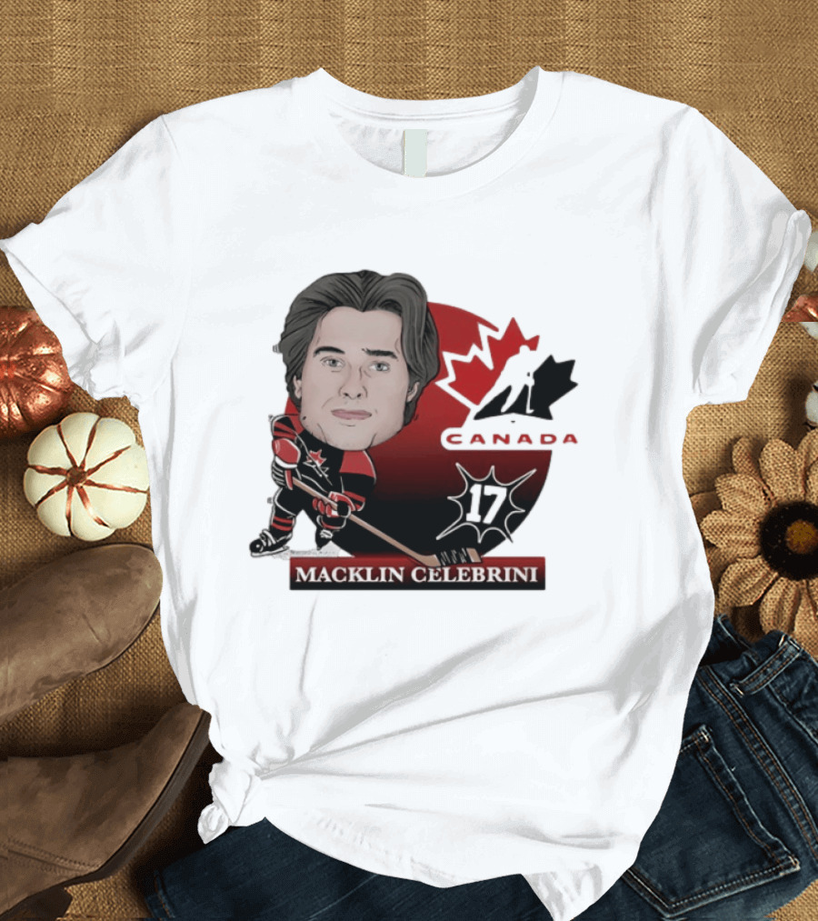Hockey Canada Macklin Celebrini 17 Canada Leaf T-Shirt