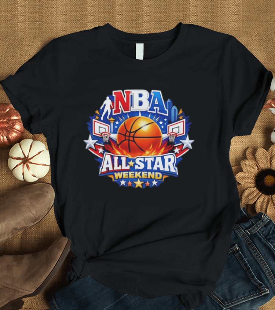 NBA All Star Weekend 2026 Basketball Hoops Stars Skyline T-Shirt