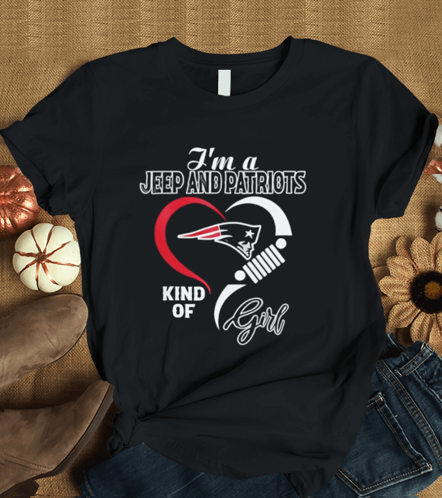 I'm A Jeep And Patriots Kind Of Girl Heart Football T-Shirt