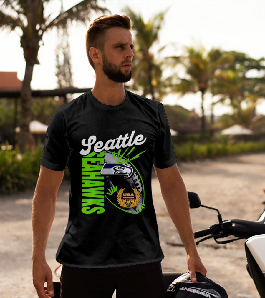 Seattle Seahawks USA 250 Gold Standard Football T-Shirt