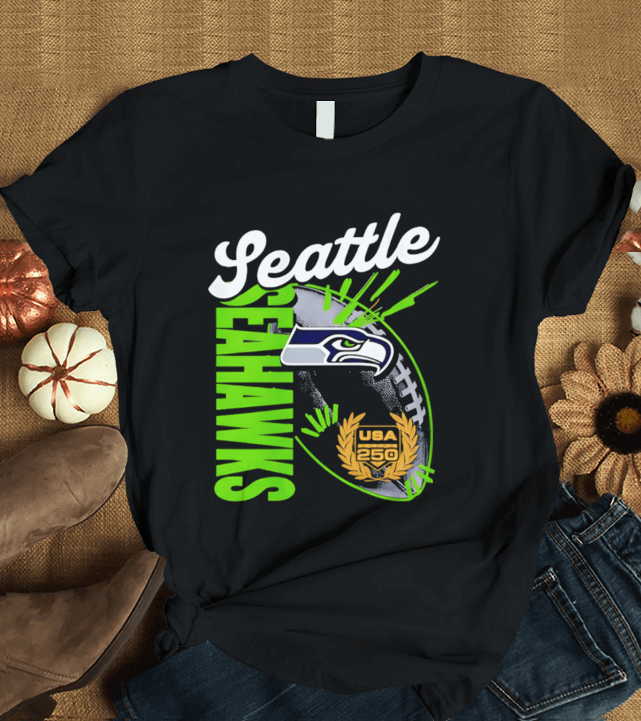 Seattle Seahawks USA 250 Gold Standard Football T-Shirt