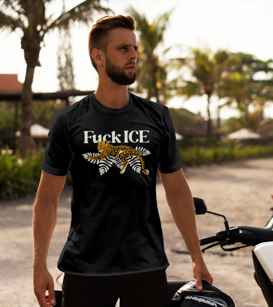 Leopard Fuck ICE Abolish ICE T-Shirt