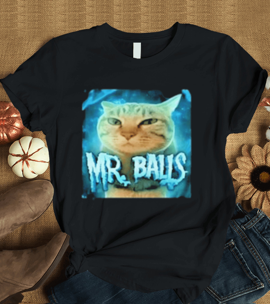 Mr Balls Cat Meme Funny Blue Glowing T-Shirt