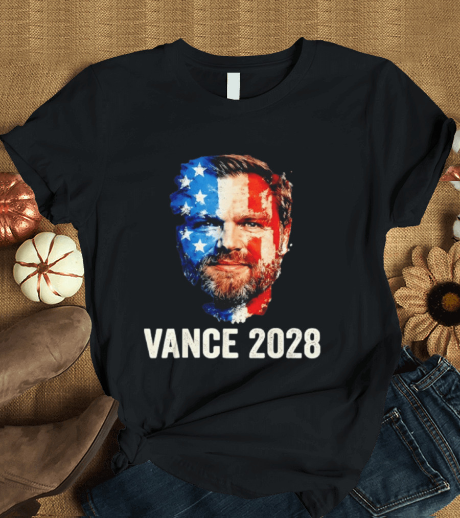 Vance 2028 US Flag Face Patriotic Election Campaign T-Shirt