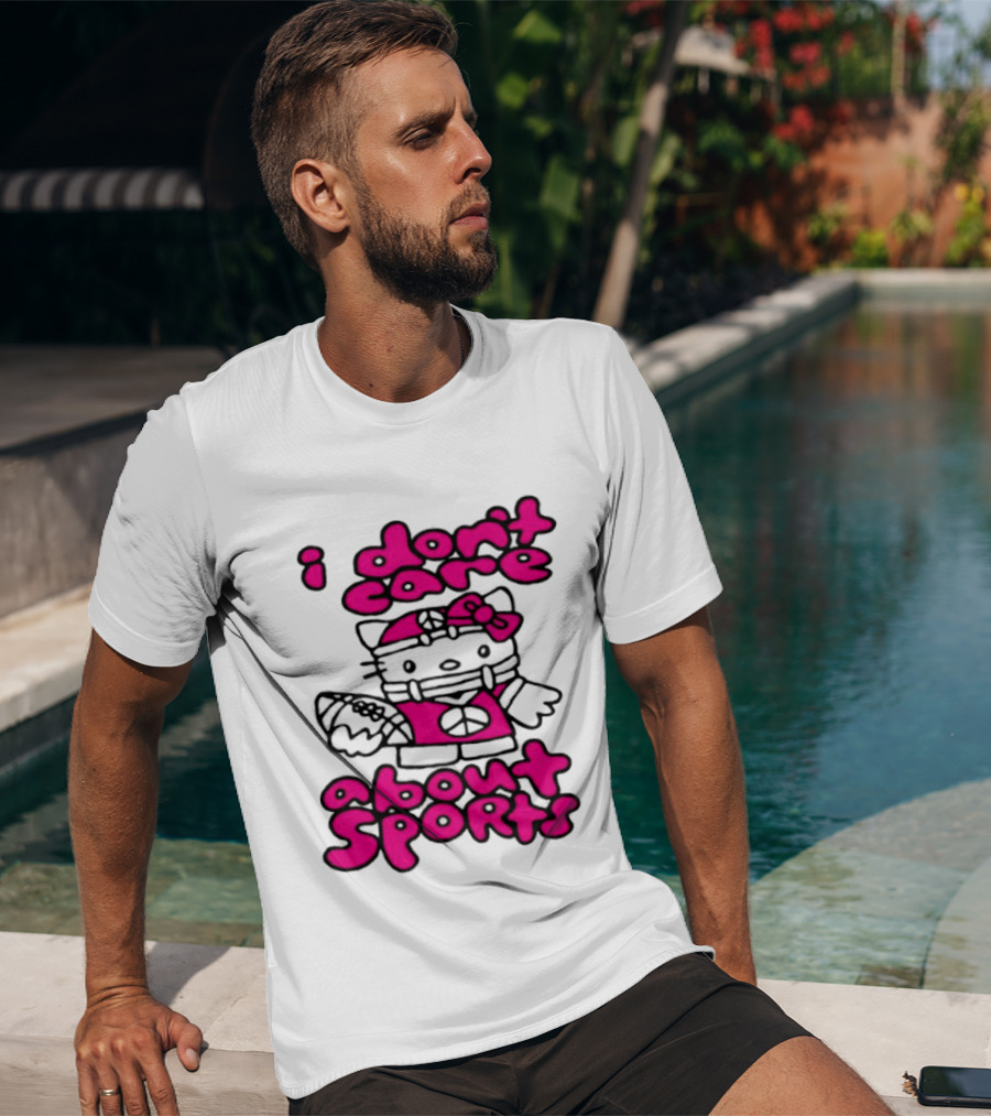 Hello Kitty I Don't Care About Sports Playful Attitude T-Shirt