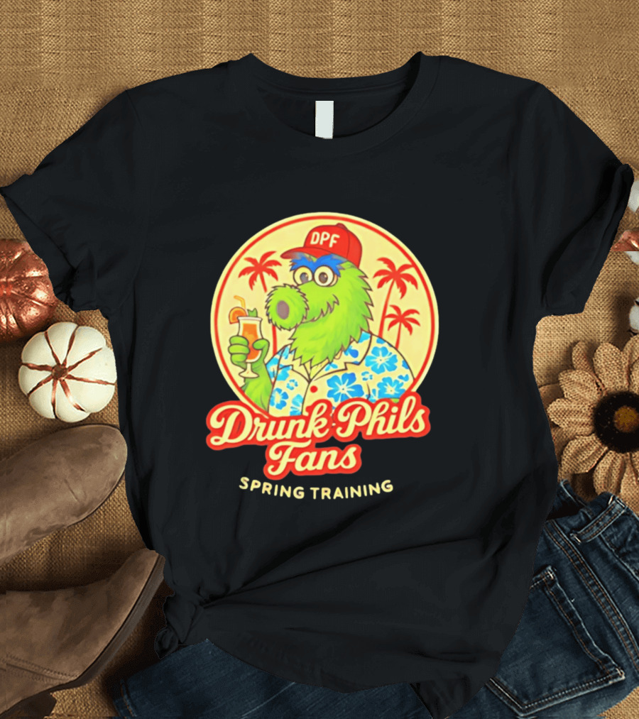 Drunk Phils Fans DPF Mascot Hawaiian Spring Training Palm Trees T-Shirt