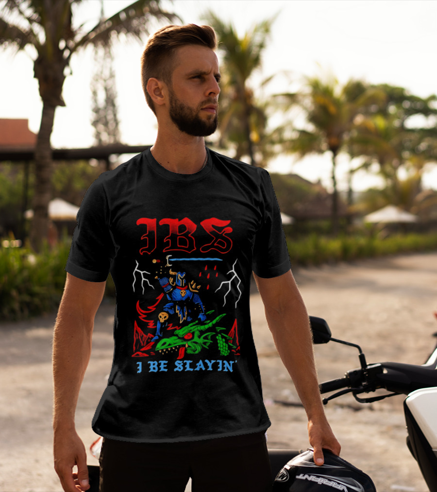 IBS I Be Slayin' Fantasy Warrior And Dragon Battle T-Shirt