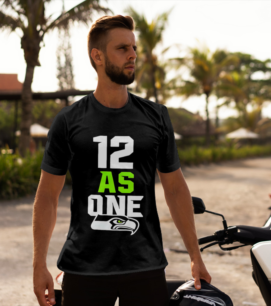 Seattle Seahawks 12 As One Fan Slogan With Team T-Shirt