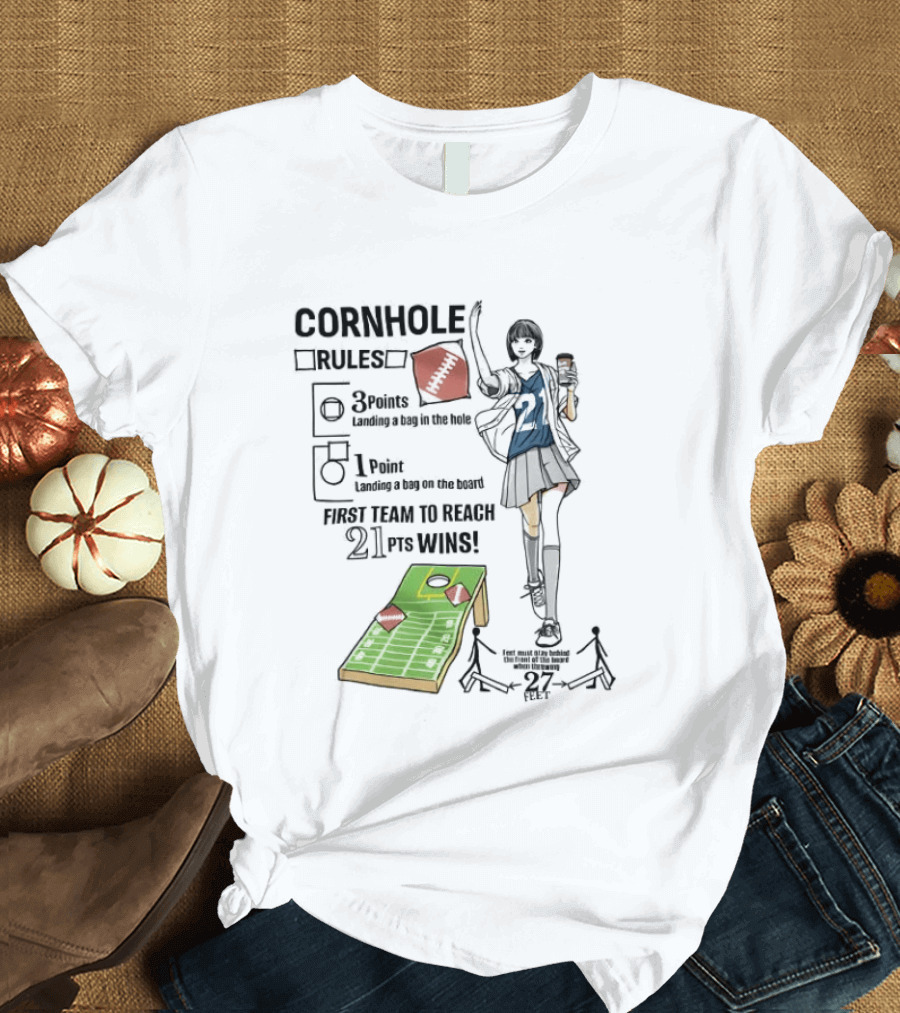 Cornhole Rules First Team To Reach 21 Points Wins T-Shirt