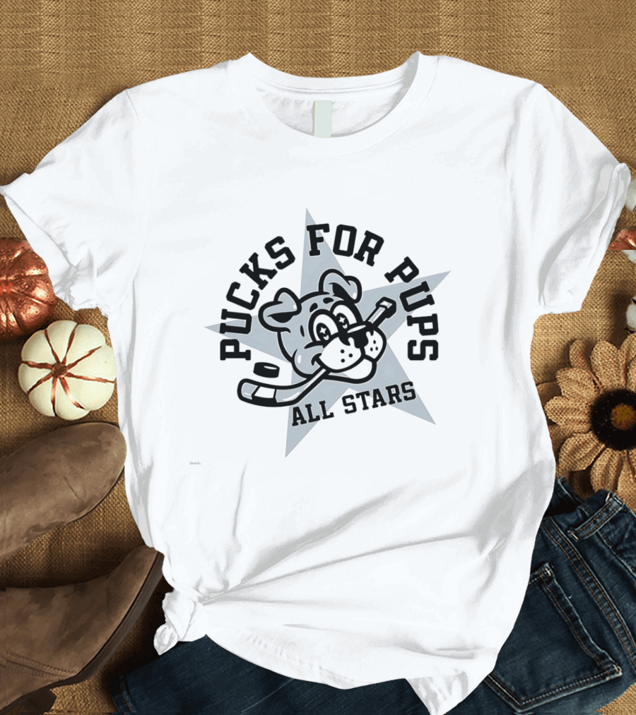 Pucks For Pups All Stars Hockey Dog Mascot Star T-Shirt