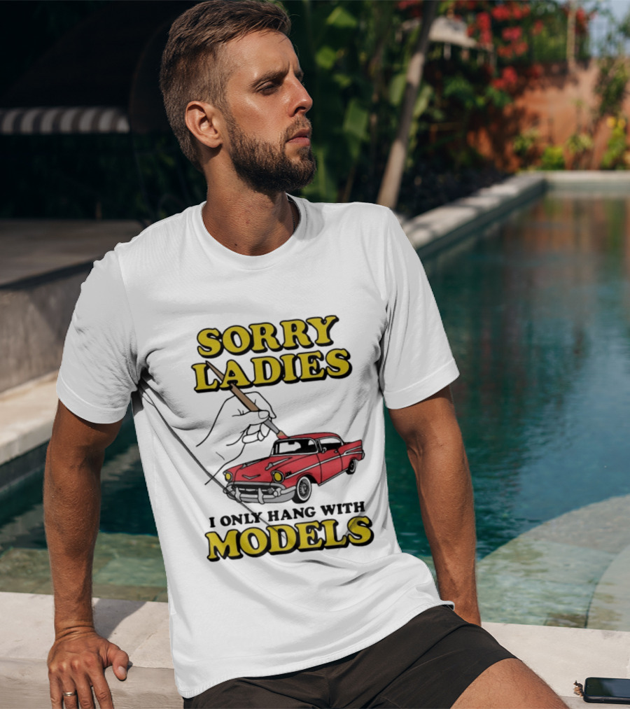 Sorry Ladies I Only Hang With Car Models Vintage Red Classic Car Painting T-Shirt