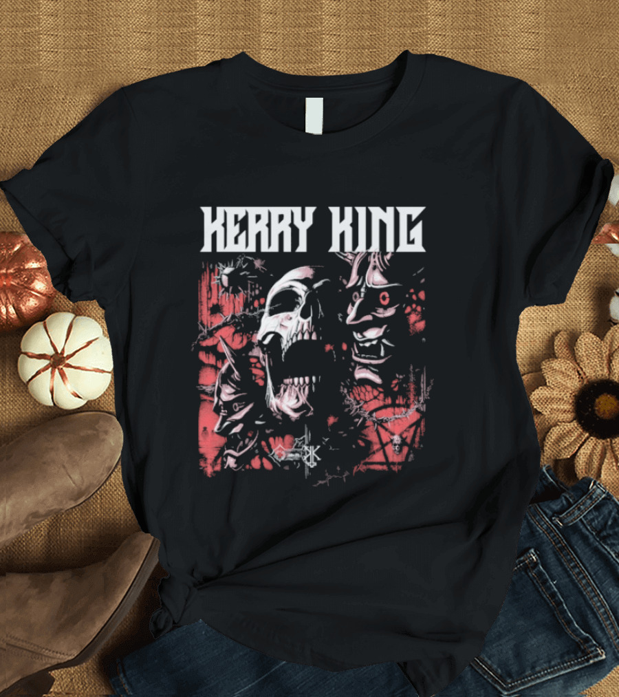 Kerry King Hell Echo Distorted Faces Red White T-Shirt