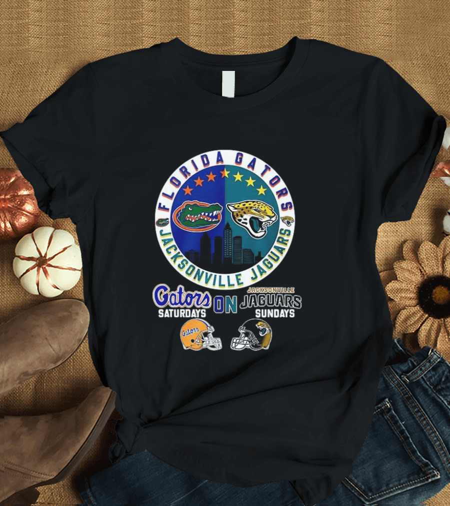 Florida Gators Jacksonville Jaguars Saturdays Sundays Fan Mashup T-Shirt