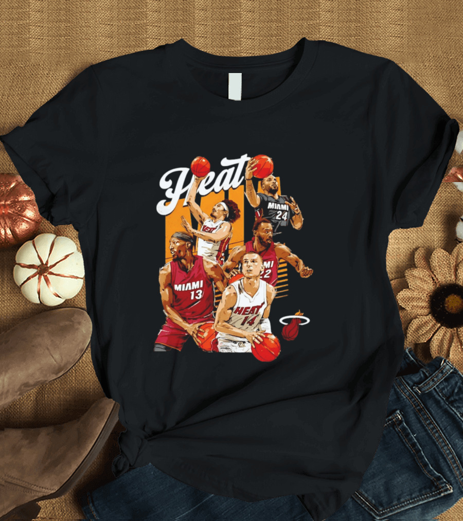 Miami Heat 2026 Starting 5 Basketball Players Miami 13 14 22 24 T-Shirt