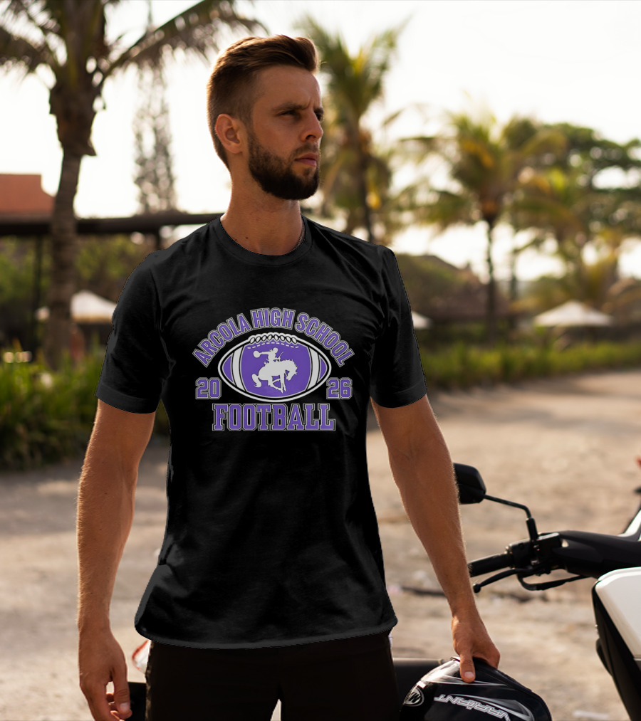 Arcola High School Football 2026 Purple Football T-Shirt