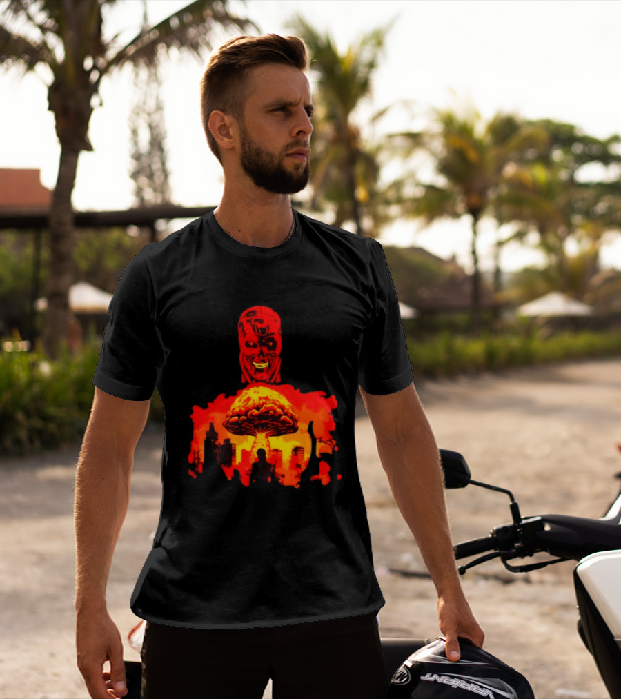 Determined Fate Skull Red Apocalypse Scene T-Shirt