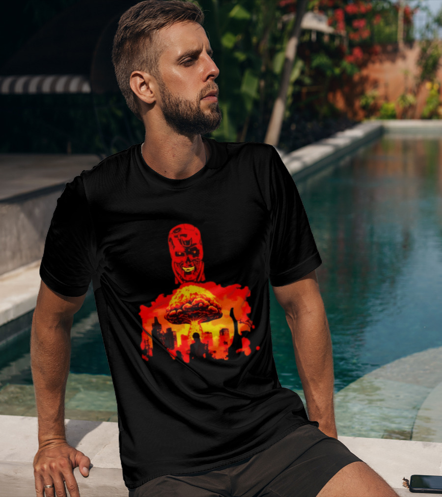 Determined Fate Skull Red Apocalypse Scene T-Shirt