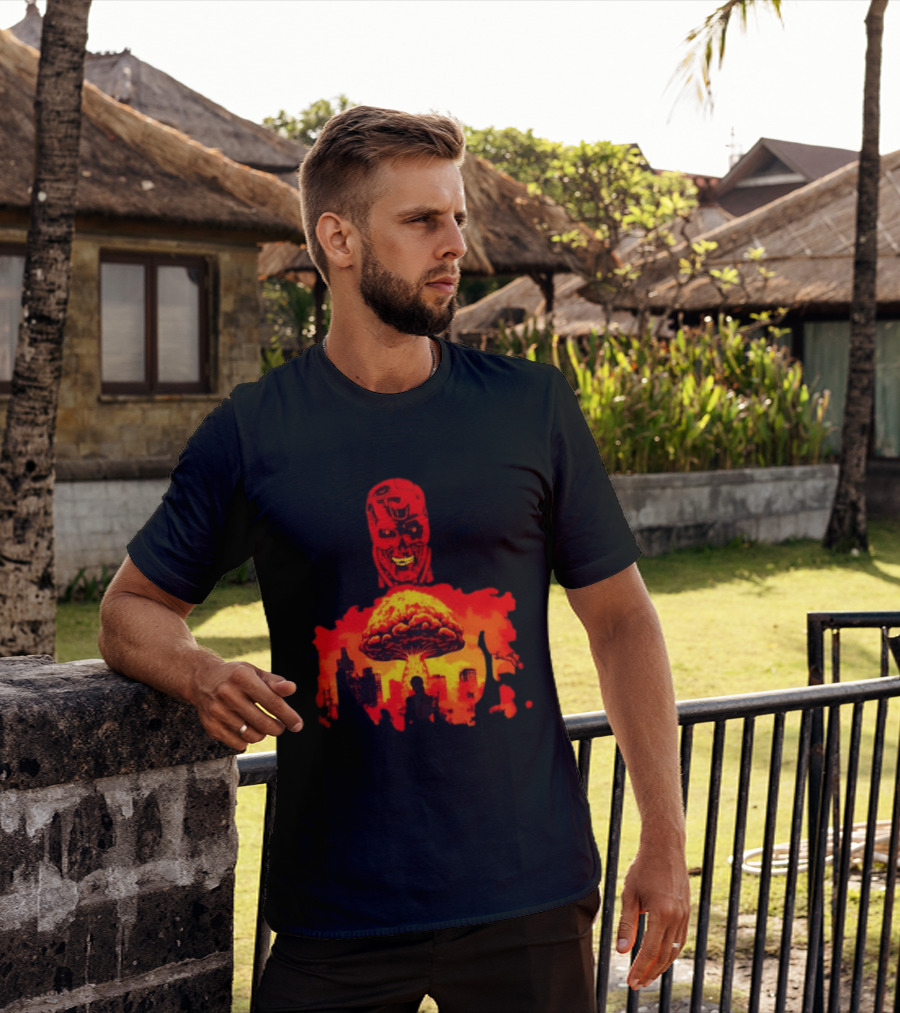 Determined Fate Skull Red Apocalypse Scene T-Shirt