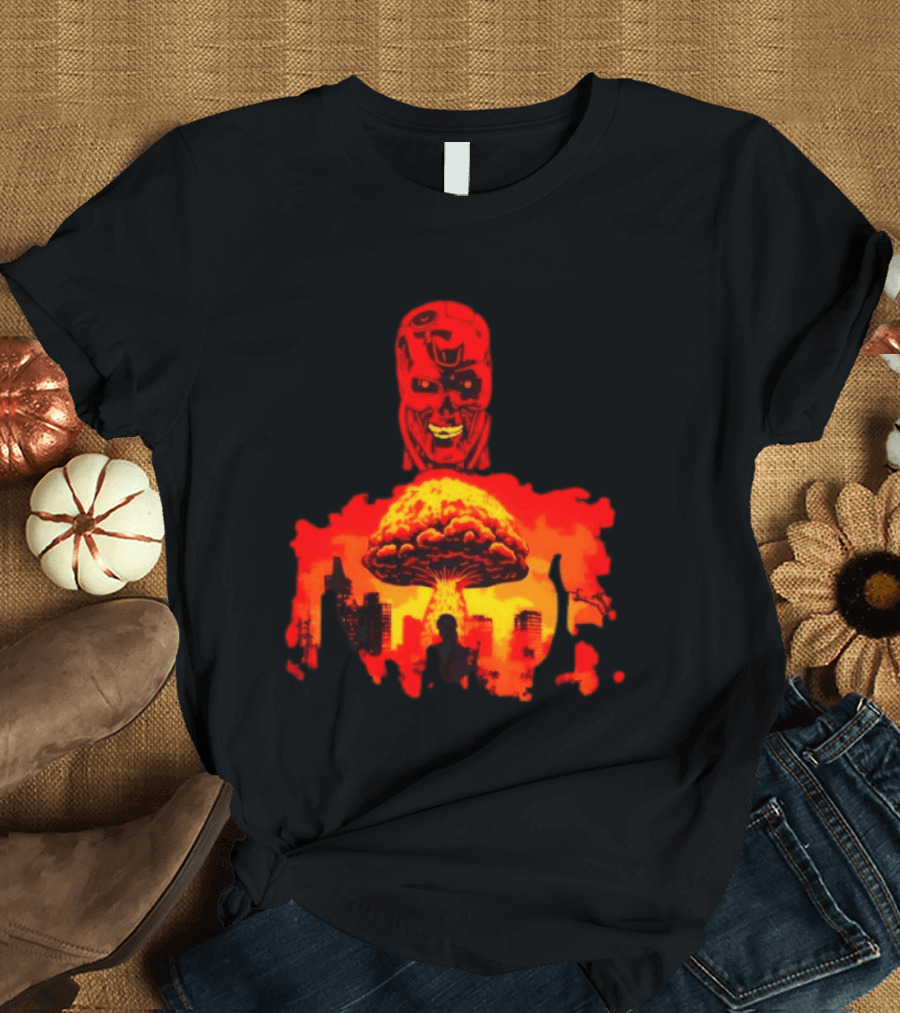 Determined Fate Skull Red Apocalypse Scene T-Shirt