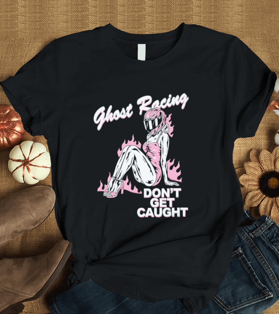 Ghost Racing Don't Get Caught Flaming Helmeted Figure T-Shirt