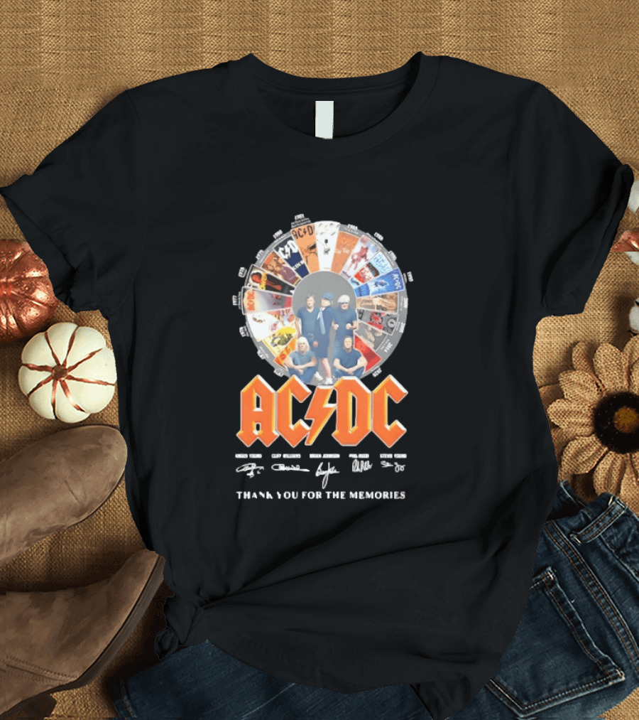 AC DC Band Name Album Collage Thank You For The Memories T-Shirt