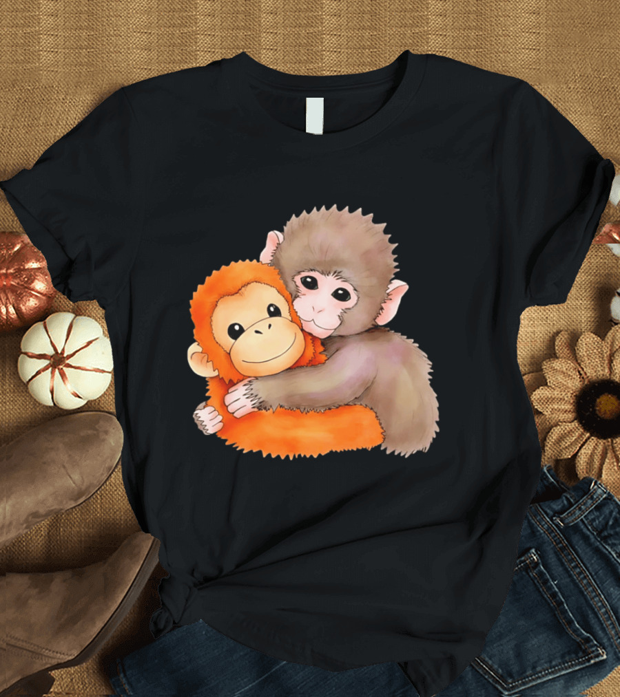Baby Monkey Named Punch Hugging Meme Cute Animal Friendship T-Shirt