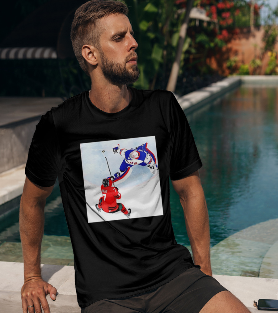 Connor Hellebuyck USA Goalie Save Hockey Match T-Shirt
