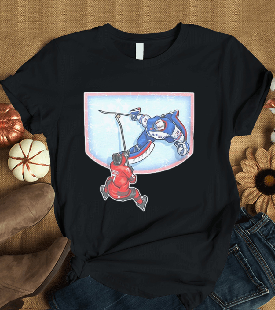 Connor Hellebuyck 2026 Winter Olympics USA Hockey Goalie Save Event T-Shirt