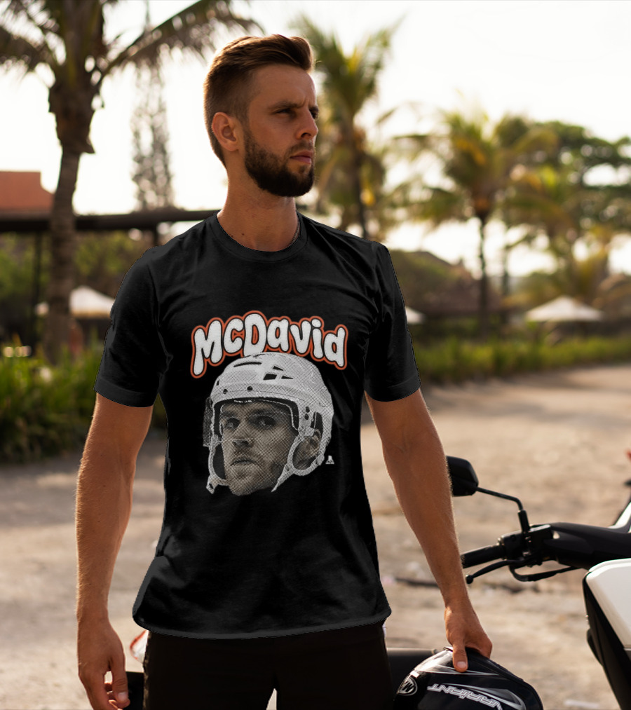 Connor McDavid Edmonton Oilers Hockey Big Face Bold Text NHL Fan T-Shirt